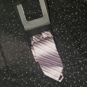 Croft & Barrow Grey and Pink Striped  Tie